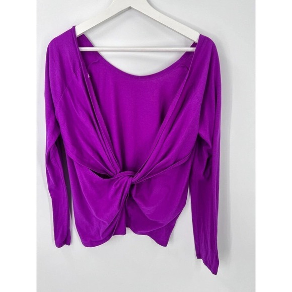 Fabletics Switchback Activewear Top Tie-Back Long Sleeve Purple Womens Small - Picture 3 of 5